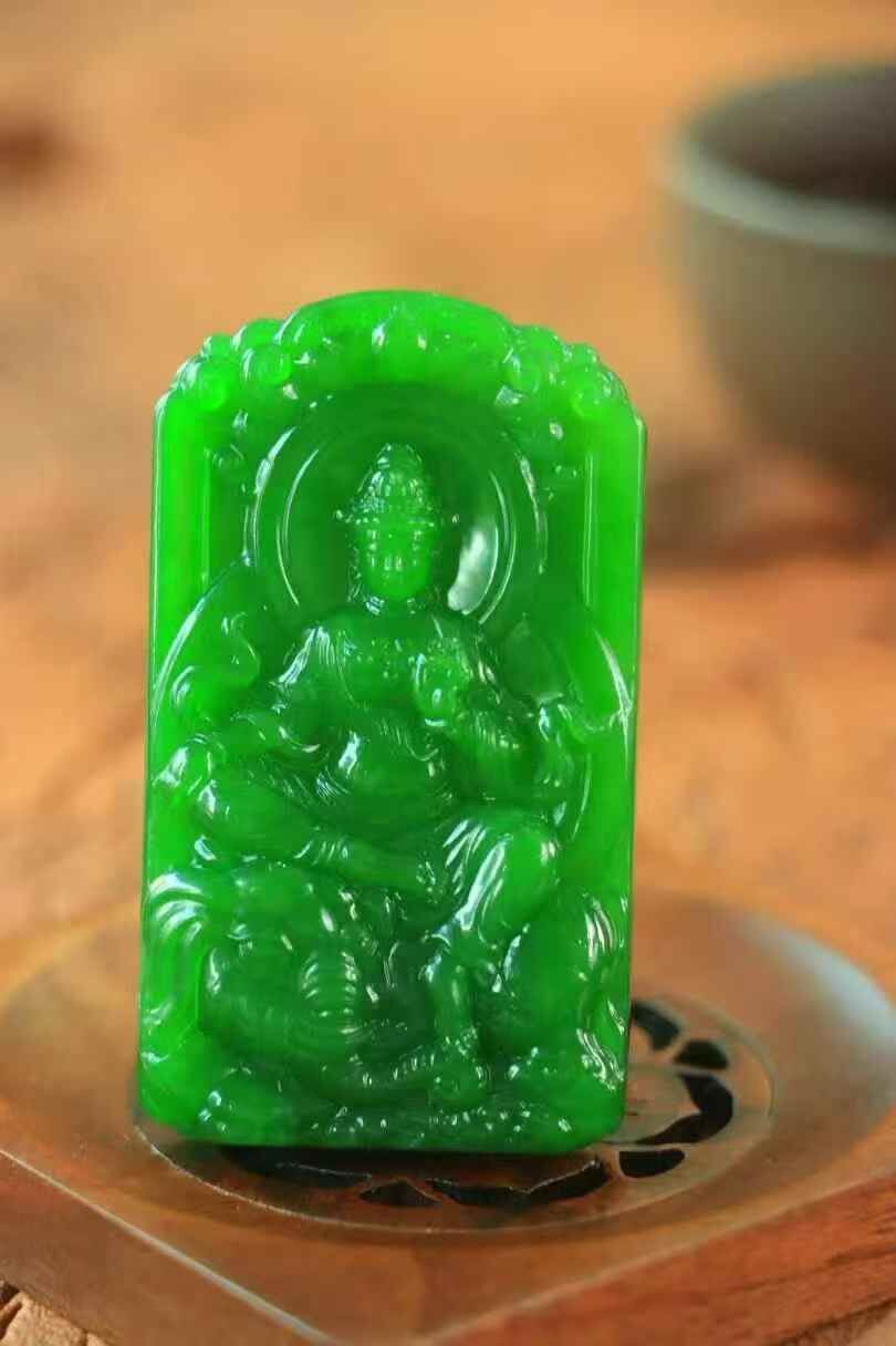 和田玉碧玉普賢菩薩,天然和田玉軟玉