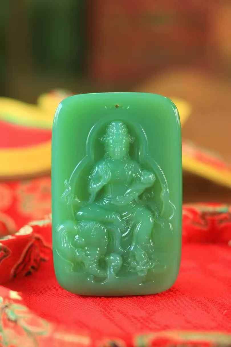 和田玉碧玉普賢菩薩,天然和田玉軟玉