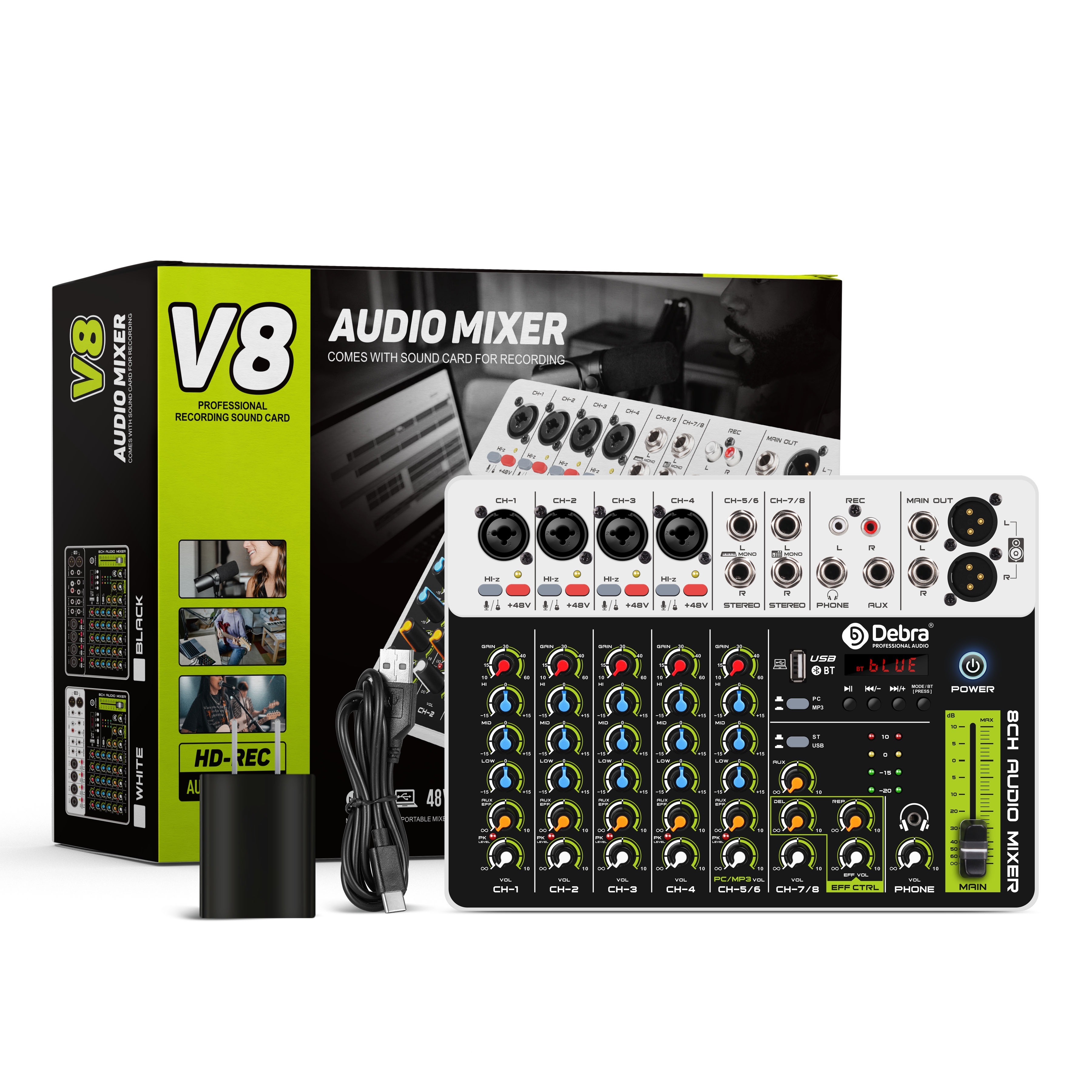DEBRA AUDIO V8 8頻道藍芽混音台音頻介面