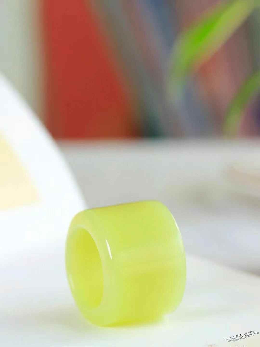 618719 和田玉黃口古韻扳指 (圈口 22mm)