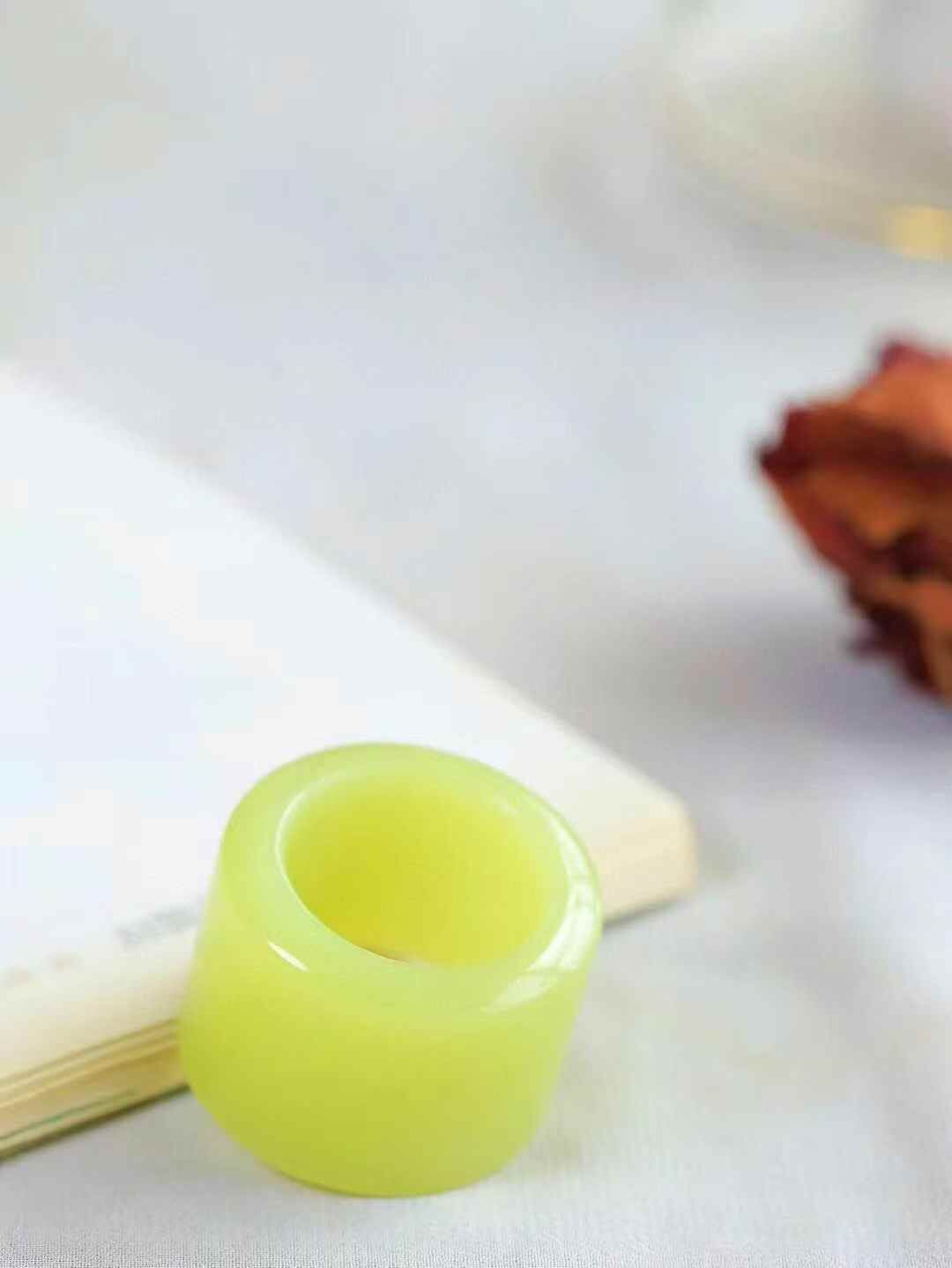 和田玉黃口古韻扳指 (圈口 22mm),天然和田玉軟玉