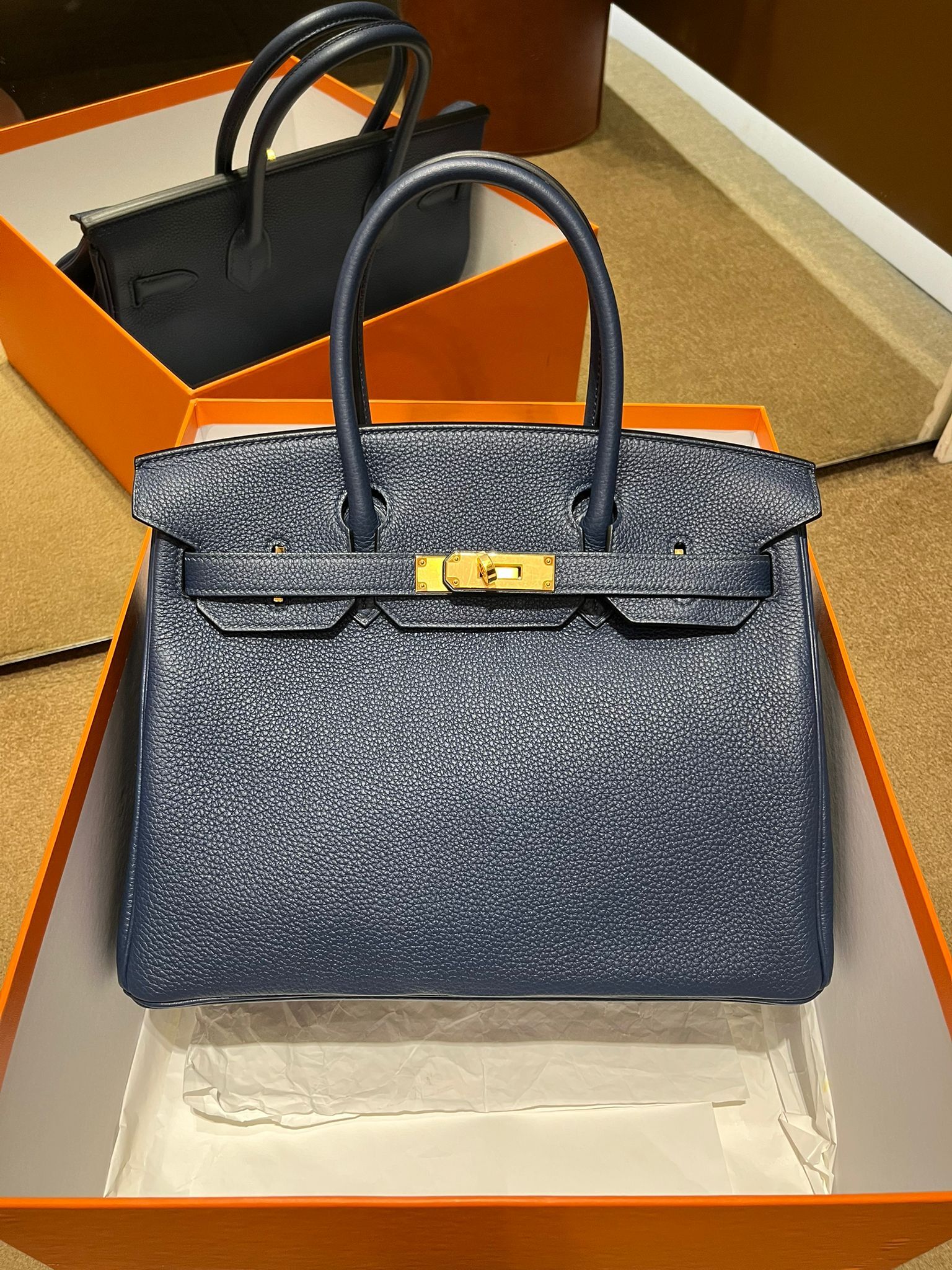 Birkin 30 7P bleu de prusse cc togo Z （二手99%new ）
