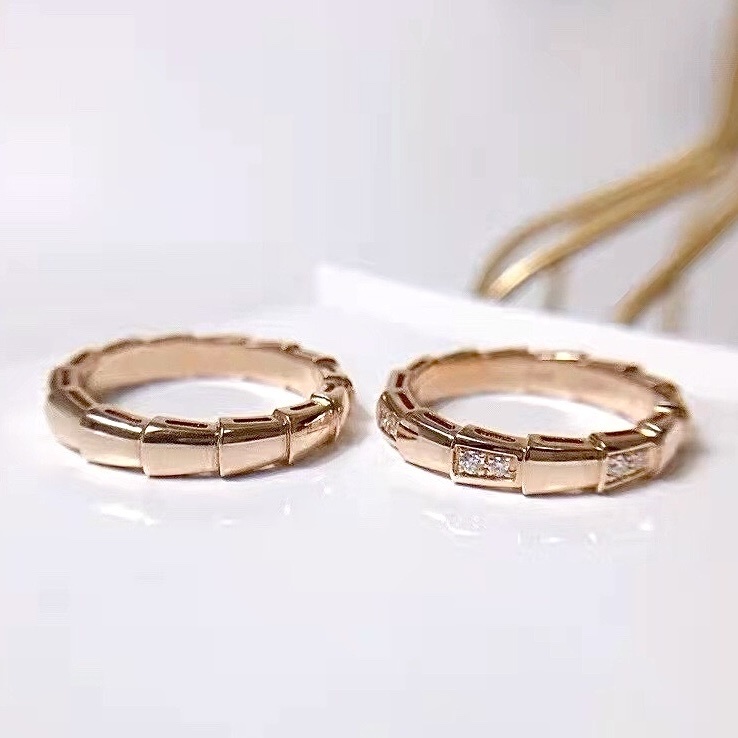 18k”Serpenti經典半鑽/無鑽”蛇骨高奢定製細戒