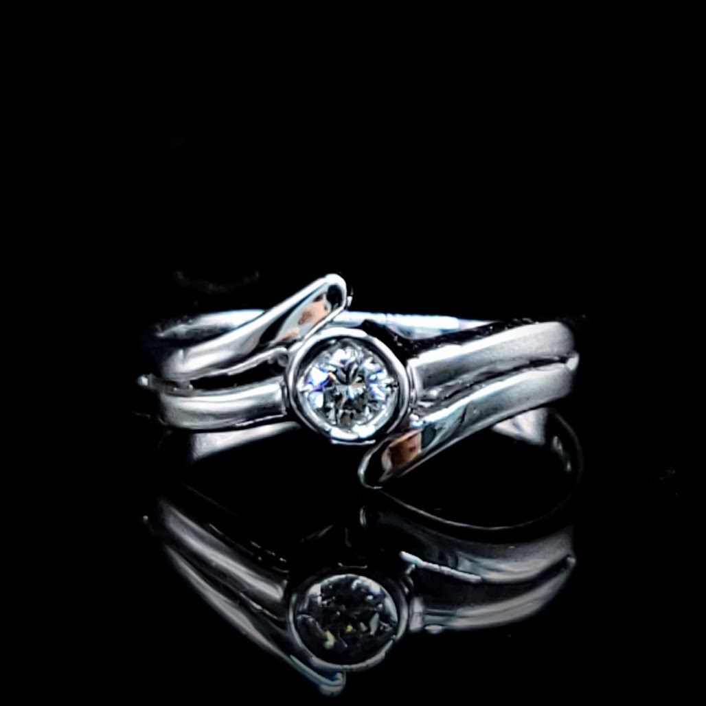 全新18K白金【單粒8份鑽石】戒指