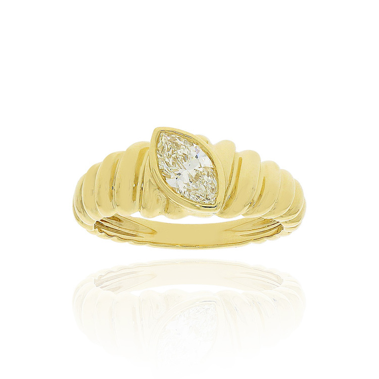 Marquise Shape Diamond Signet Pinky Ring