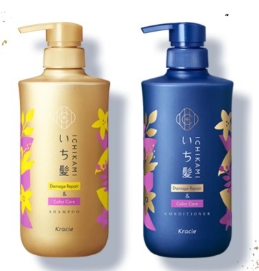 (3450) Kracie肌美精ICHIKAMI 損傷修復護色洗髮水+護髮素套裝 (金藍色包裝)
