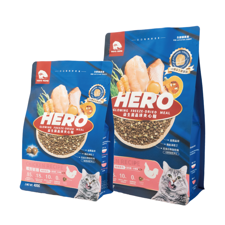 台灣 Heromama 益生菌凍乾晶球夾心糧 - 腸胃排毛 (鮮雞) (400g/1.5kg)