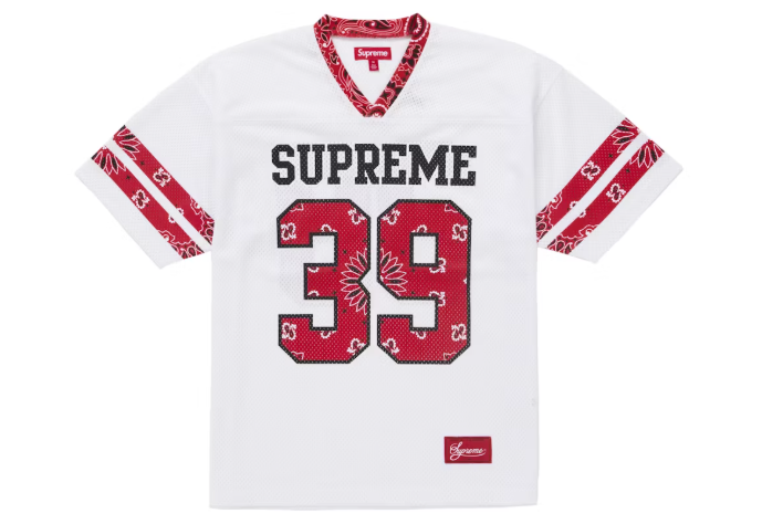 [現貨] Supreme SS25 BANDANA FOOTBALL JERSEY| White / Black