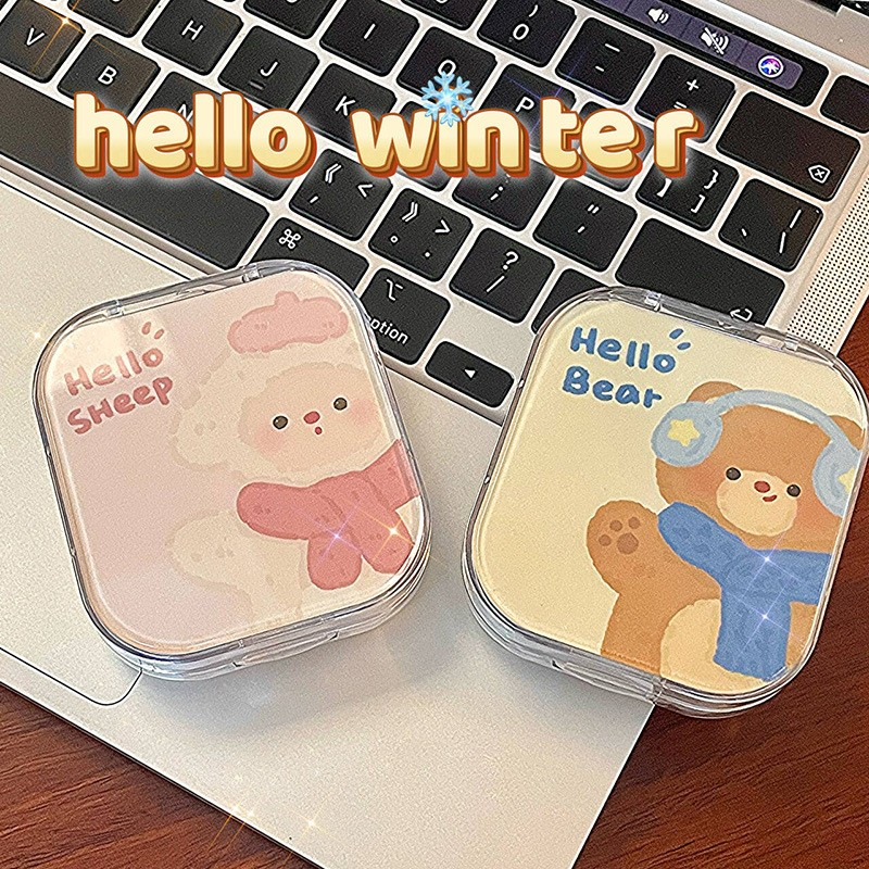 Autumn-Winter Scarf Bear & Lamb Contact Lens Case