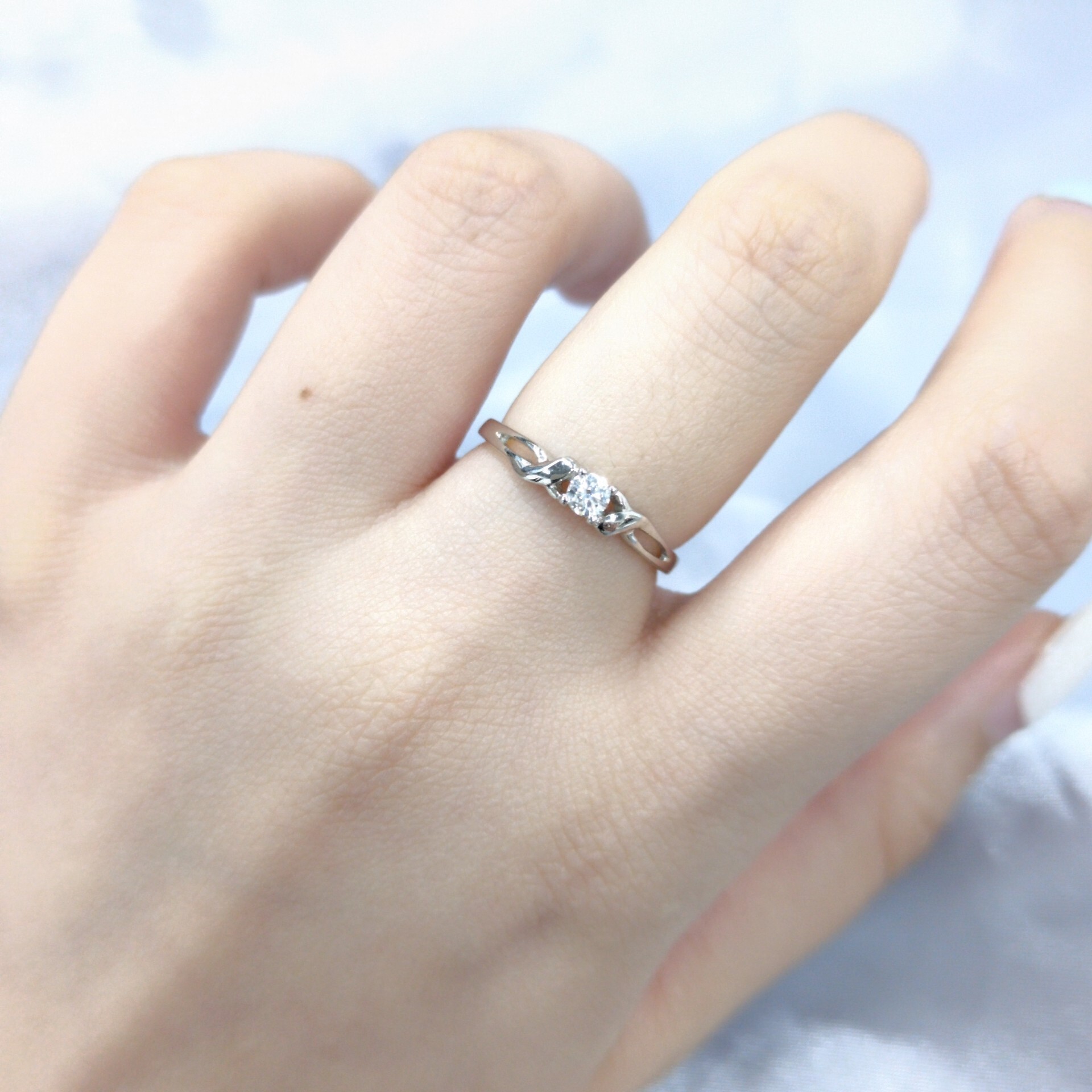 全新18K白金【單粒11份鑽石】戒指