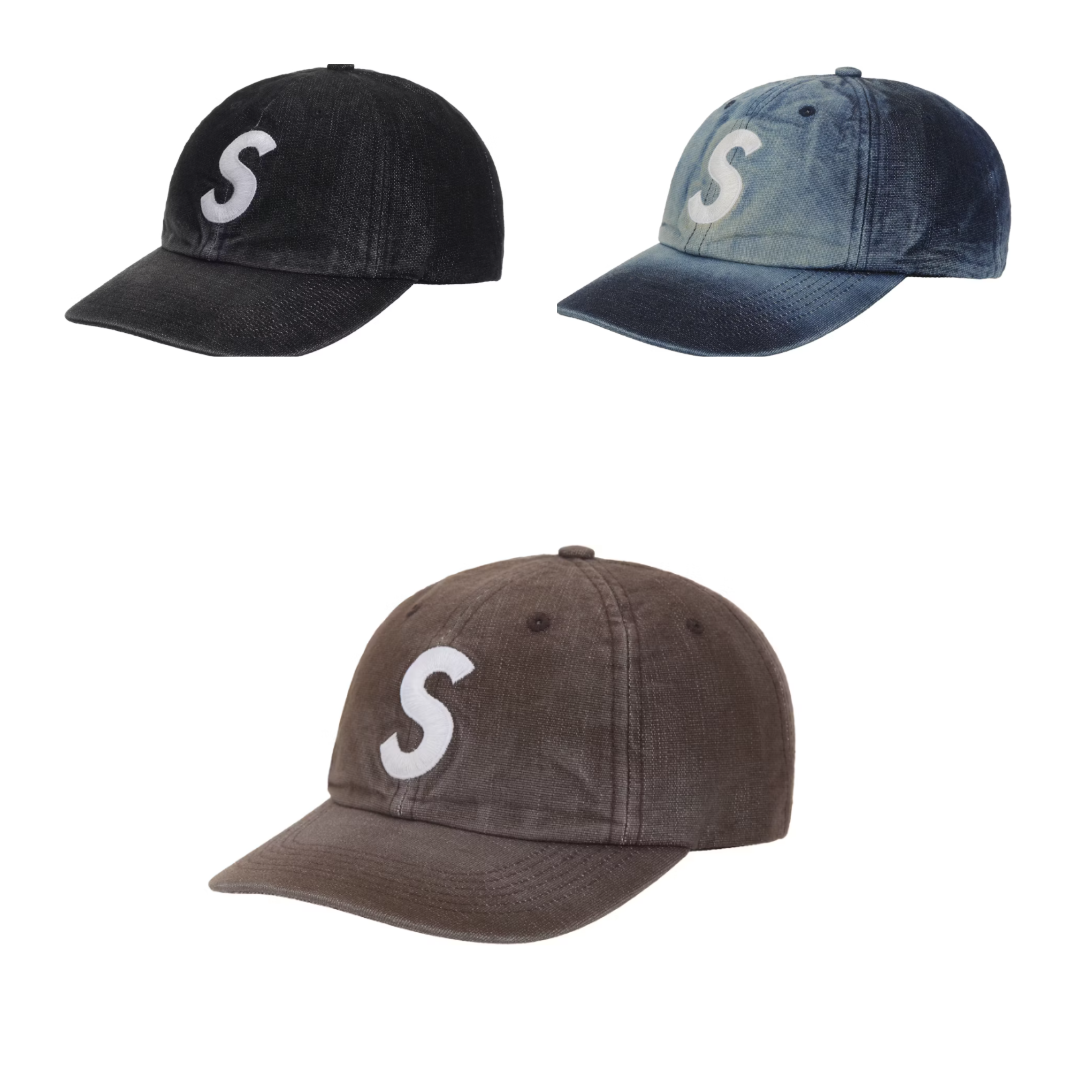[現貨] Supreme SS25 DENIM S LOGO 6 PANEL CAP| Dirty Wash / Black / Brown