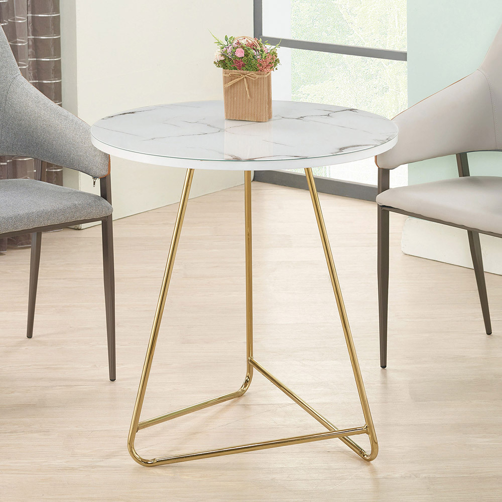 麥維2.3尺仿石面玻璃圓形小餐桌/休閒桌/洽談桌/商務桌(兩色可選)