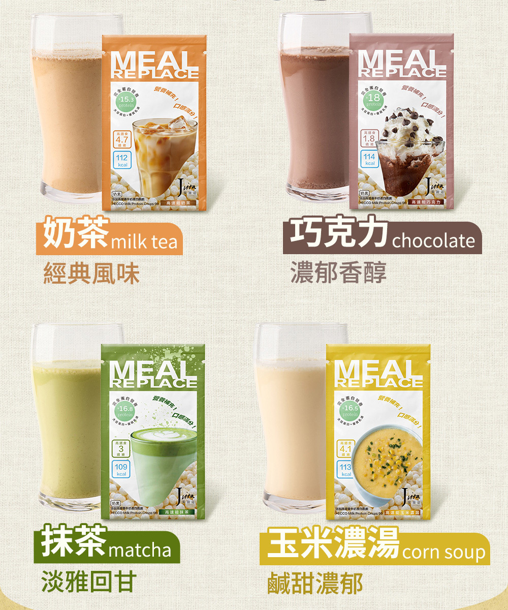 Jvita潔薇塔高速能玉米濃湯奶昔 高蛋白代餐 低熱量代餐 減肥代餐