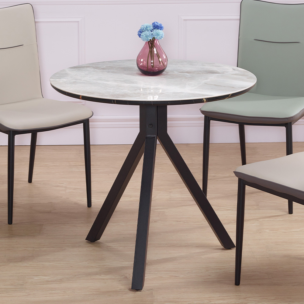 雷奇2.7尺工業風岩板圓形小餐桌/休閒桌/洽談桌/商務桌