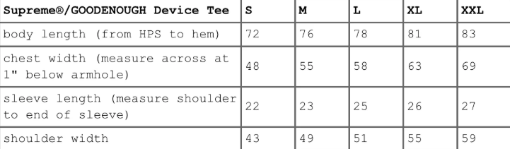 SUPREME SS25 GOODENOUGH DEVICE TEE| White / Black / Nav