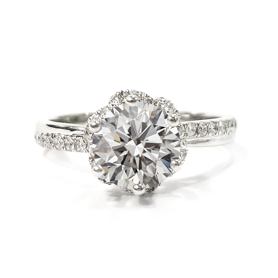 PT950鉑金天然鑽石手捧花戒指托