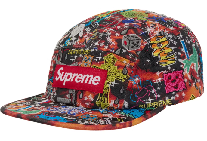 帽子 Supreme AOI Embroidered Camp Cap Black Supreme AOI Embroidered Camp Cap (SS25) - $68