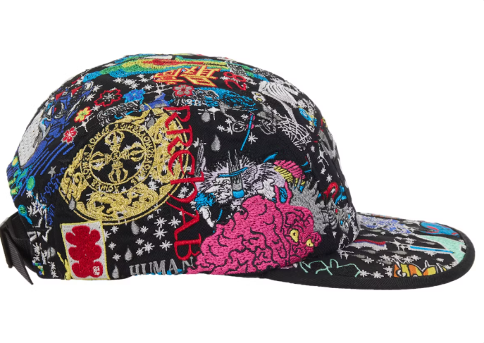 SUPREME SS25 AOI EMBROIDERED CAMP CAP| Black / Red