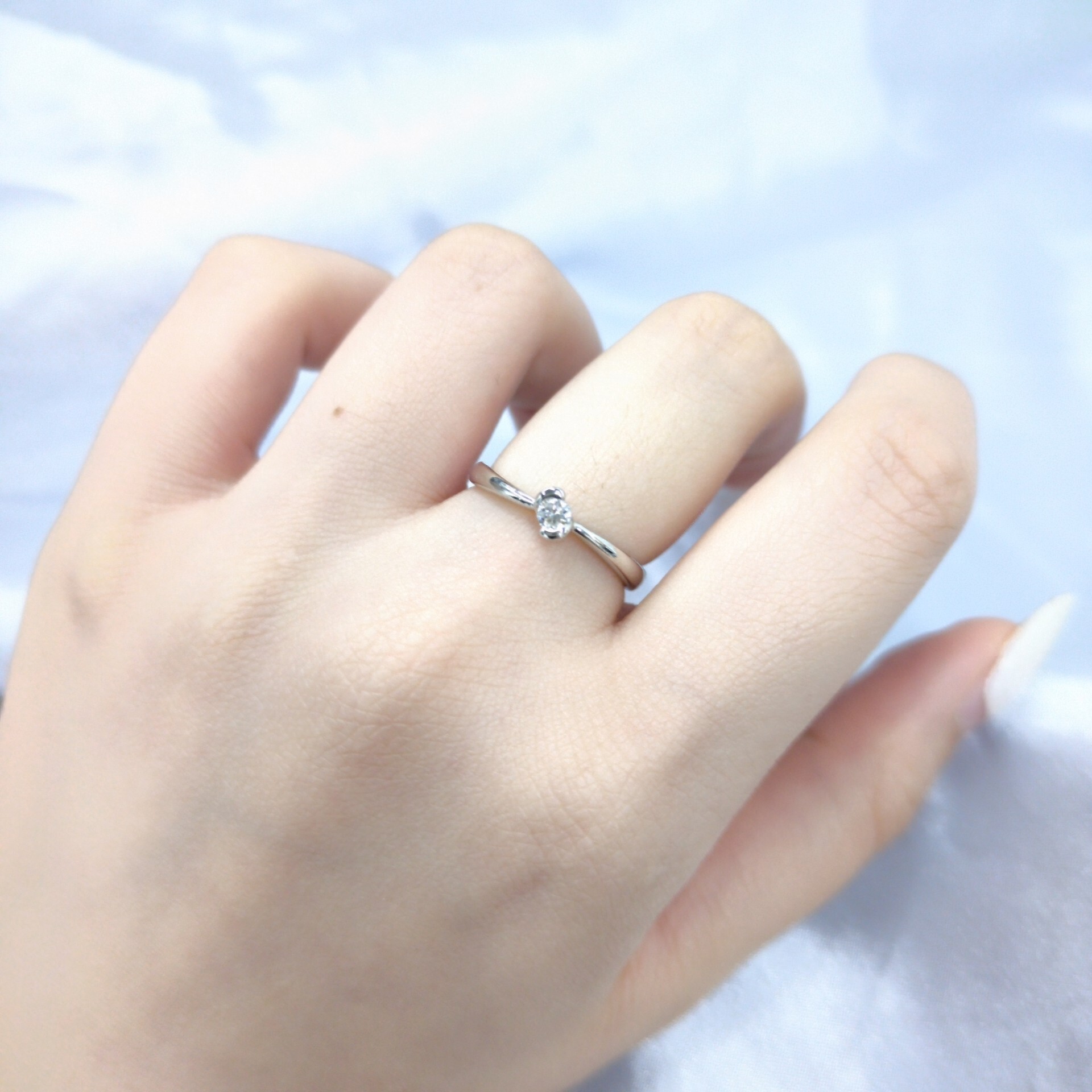 全新18K白金【單粒9份鑽石】戒指