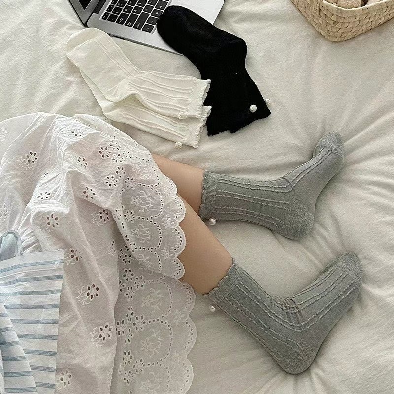 珍珠花邊襪