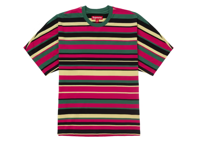 SUPREME SS25 INTARSIA S/S TEE| Stripe / Black / Navy