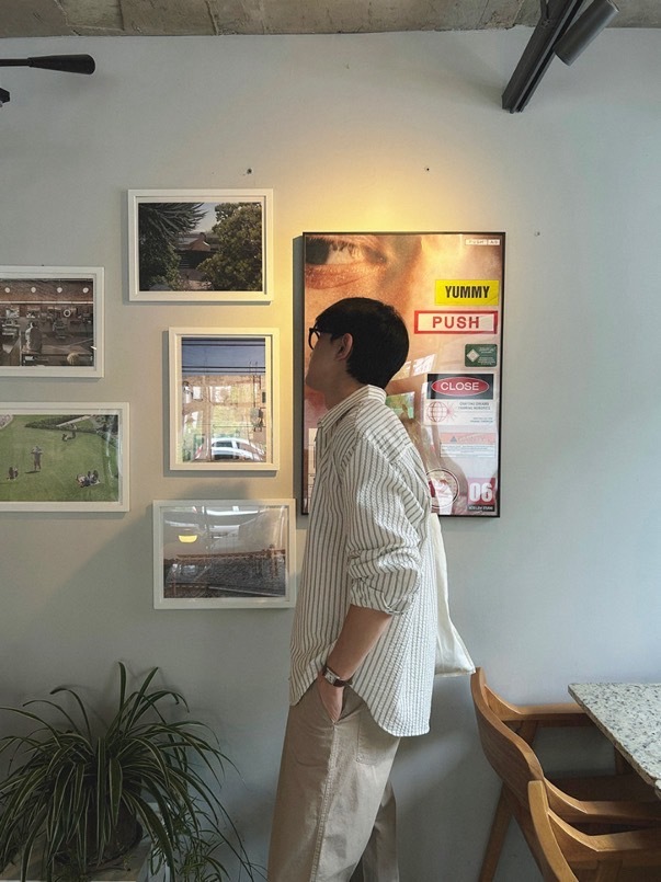 直條紋泡泡紗長袖襯衫