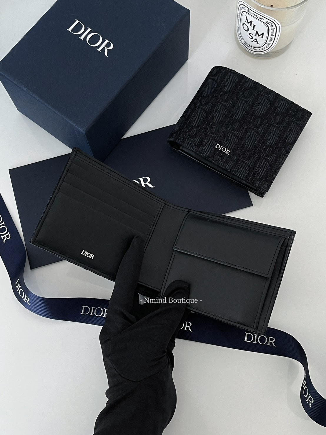 DIOR Compact Wallet / Black Dior Oblique Jacquard