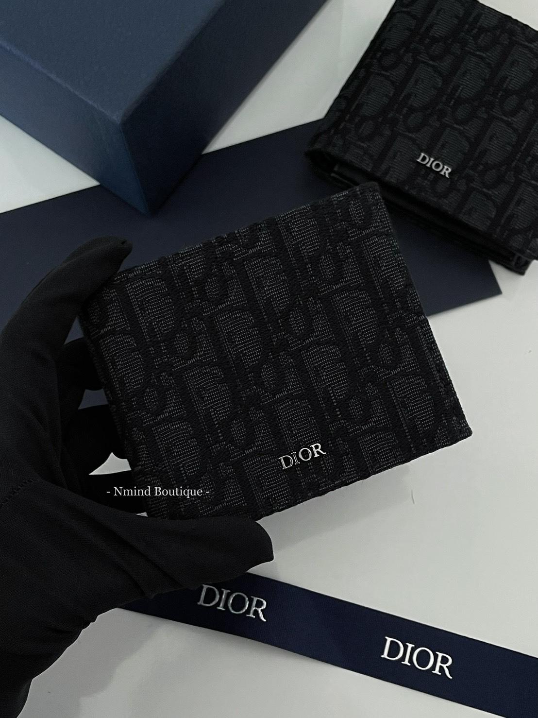 DIOR Compact Wallet / Black Dior Oblique Jacquard