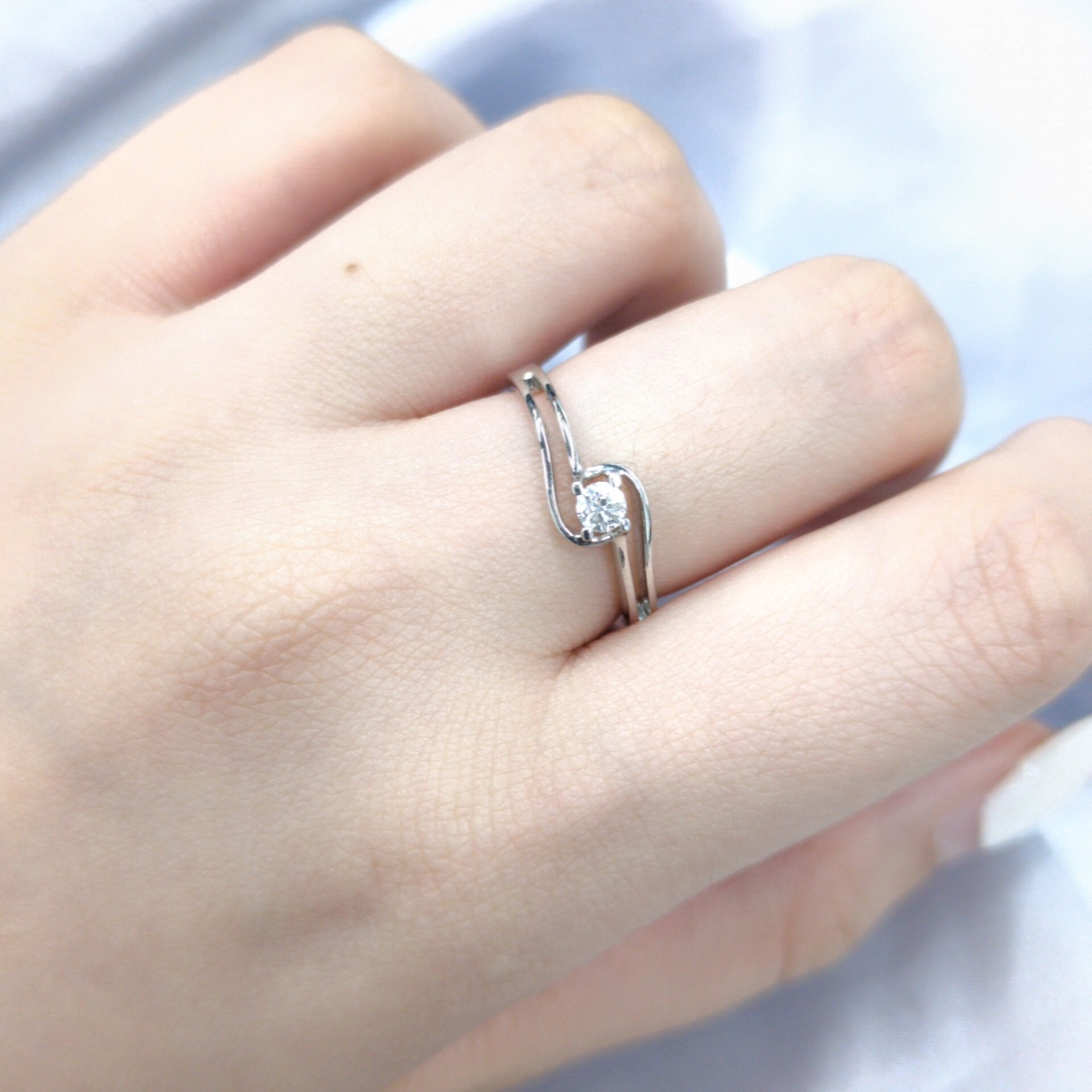 全新18K白金【單粒11份鑽石】戒指