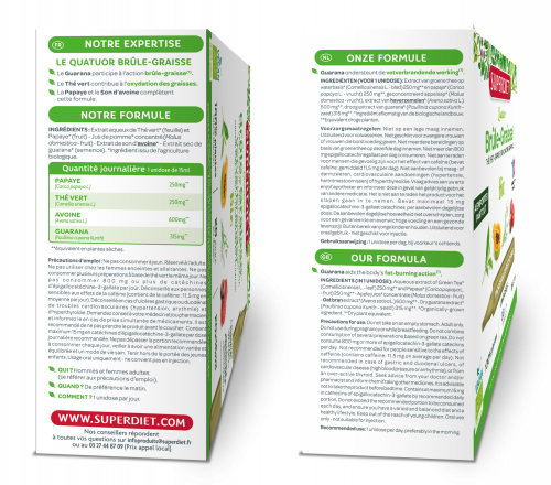 法國 SUPERDIET 燃燒脂肪四重奏 20支 x15毫升【正品】纖體配方 減肥修身沖劑 不含防腐劑 有機認證