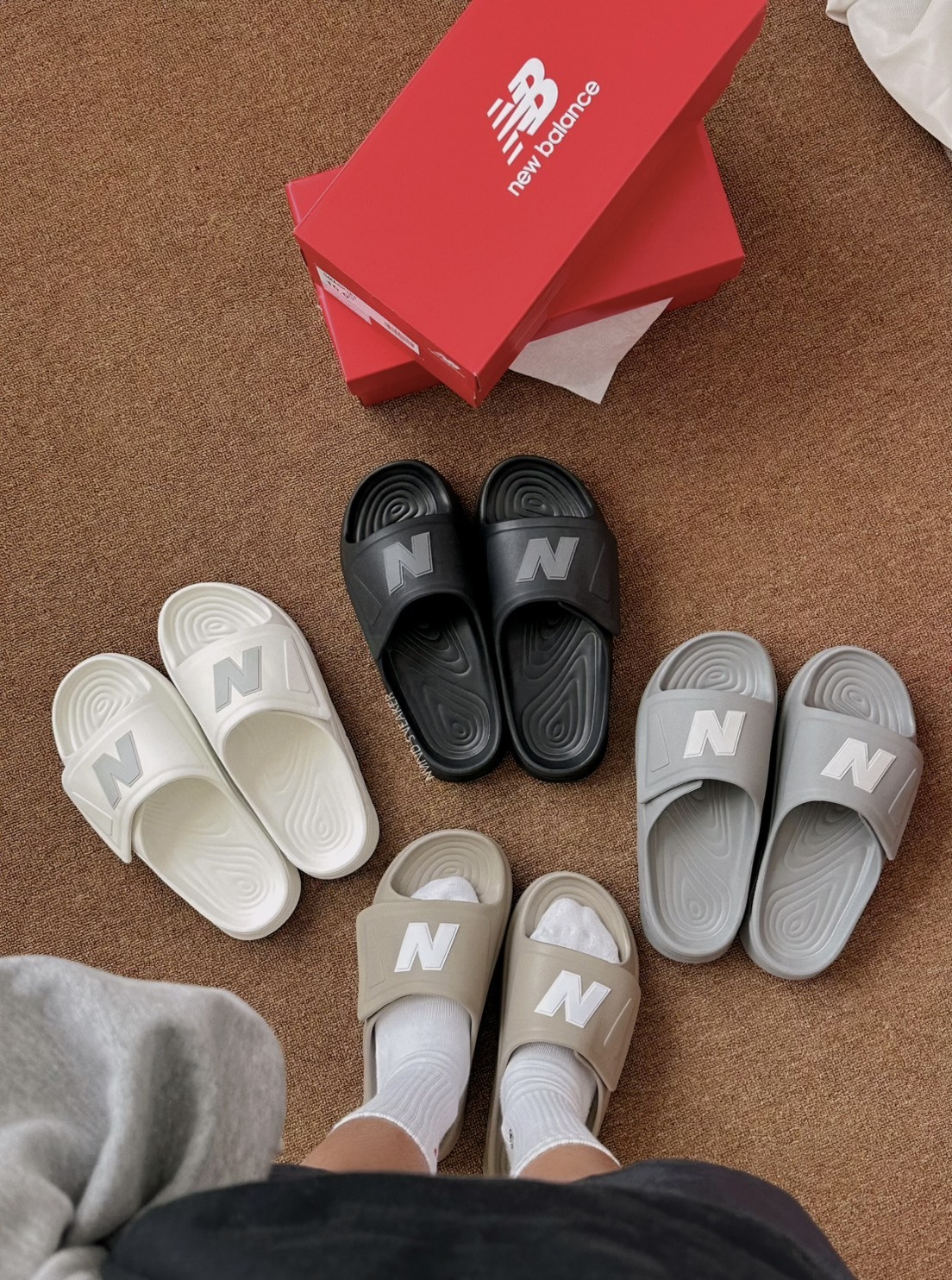 NEW BALANCE 防水拖鞋 魔鬼氈 四色 男鞋