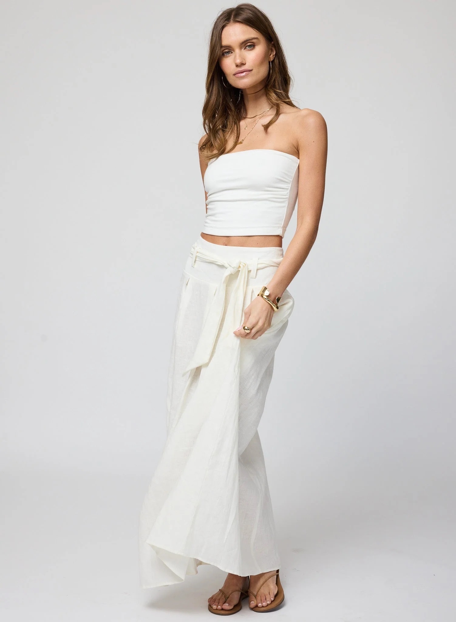 Linen Belted Maxi Skirt