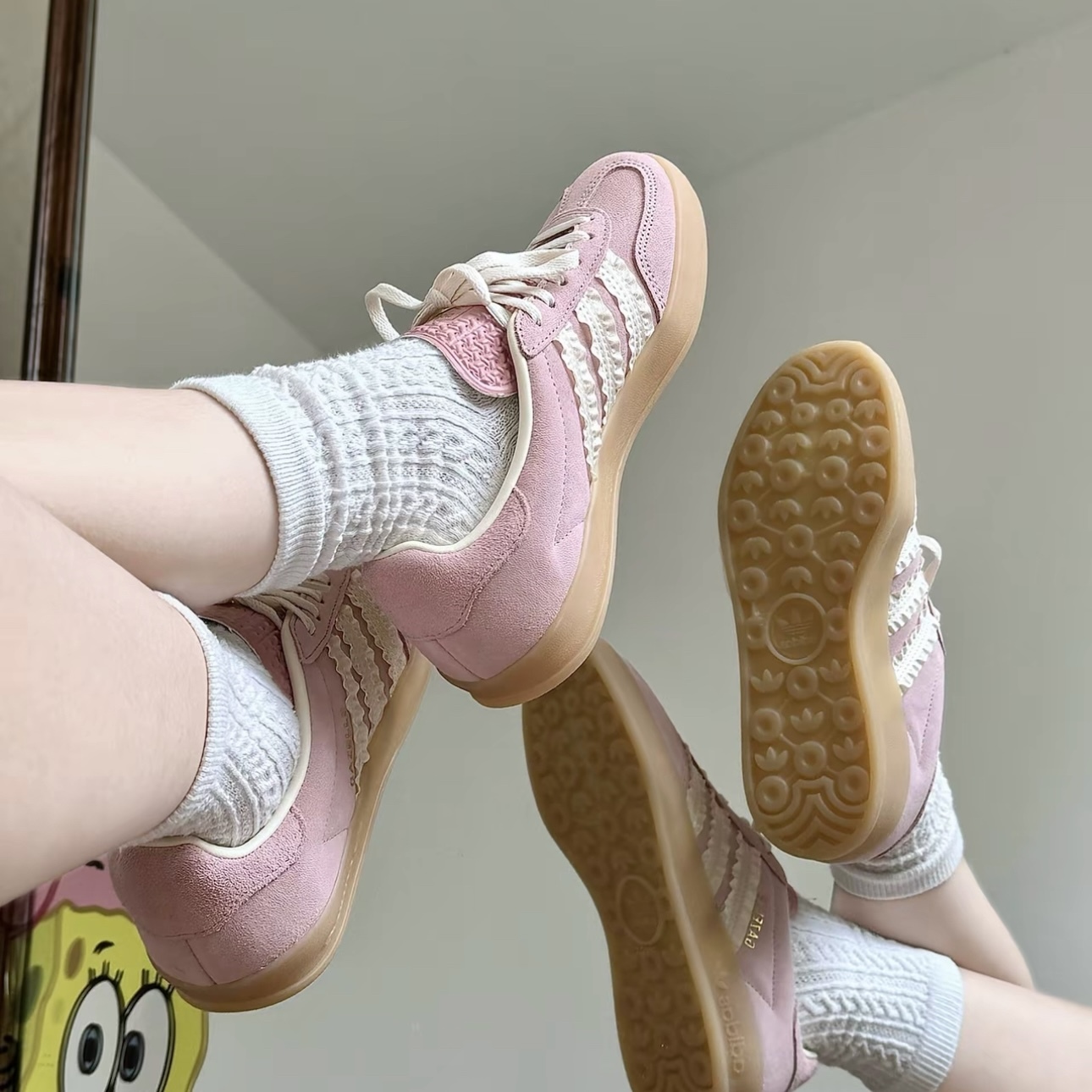 ADIDAS GAZELLE INDOOR 淺粉 少女粉 奶油邊 麂皮 女鞋 JS1413