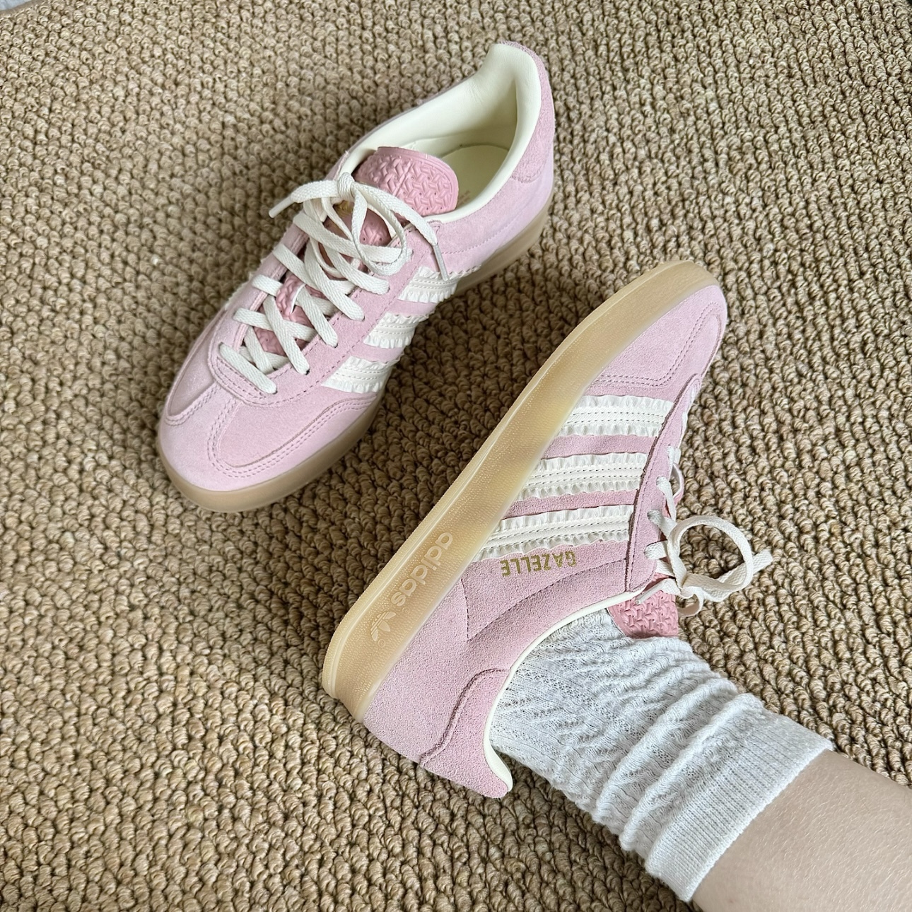ADIDAS GAZELLE INDOOR 淺粉 少女粉 奶油邊 麂皮 女鞋 JS1413