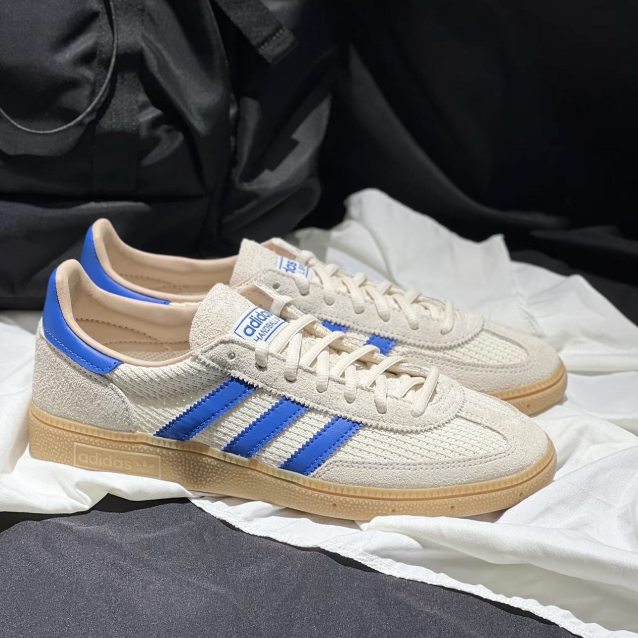 ADIDAS HANDBALL SPEZIAL 編織 米白深藍 休閒鞋 男鞋 JS3865