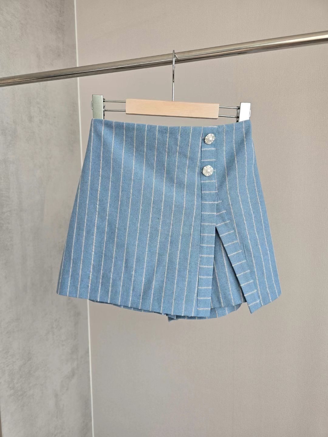 棉麻渡假風間紋裙褲