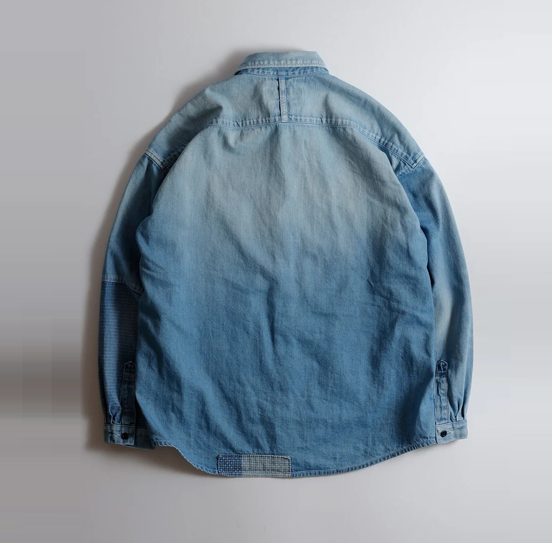 ⏱️限時優惠LIMITED TIME SALE: FDMTL JAPAN DENIM PATCH SHIRT 3 YEARS WASH - PRE ORDER ITEM (預訂中)
