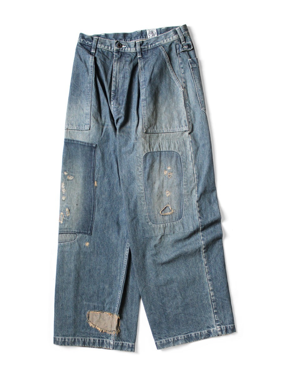 2025SS KAPITAL 14oz 重磅 寬褲 寬鬆版型 補丁 拼接 牛仔褲 現貨 K2504LP182