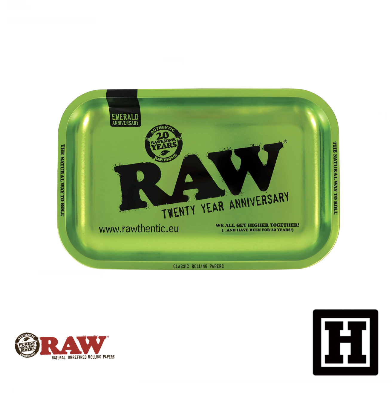 RAW Tray Emerald Green 20TH 金屬捲菸盤 (S)