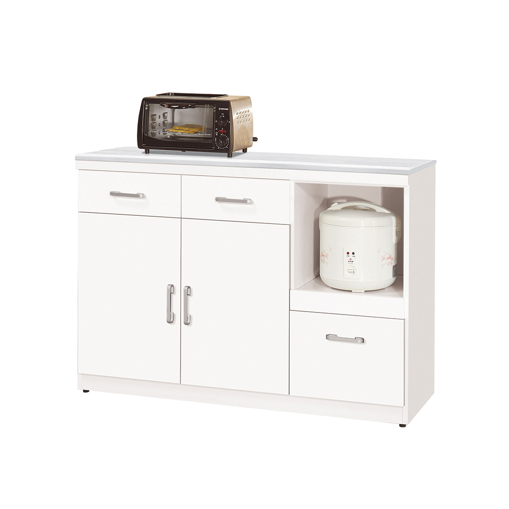 坦菲4尺岩板收納餐櫃/碗盤置物櫃/置物矮櫃/拉盤電器櫃(下座)