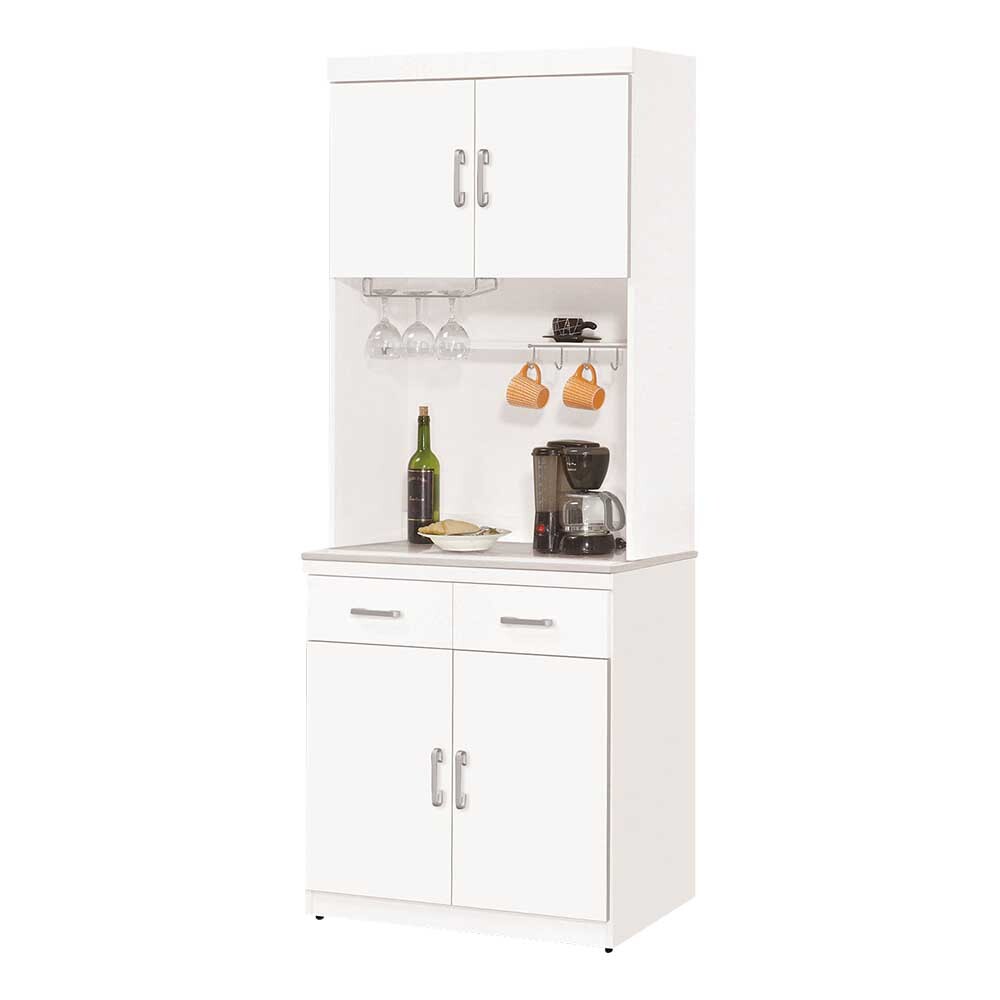 坦菲2.7尺岩板收納高餐櫃/碗盤置物櫃/電器櫃(上座+下座)