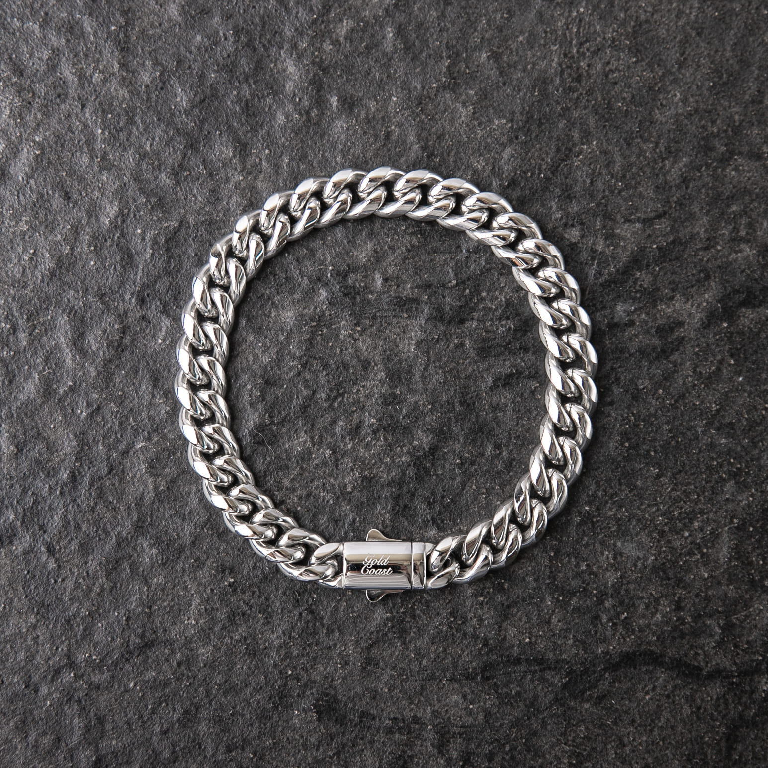 8MM彈簧扣光面古巴手鍊