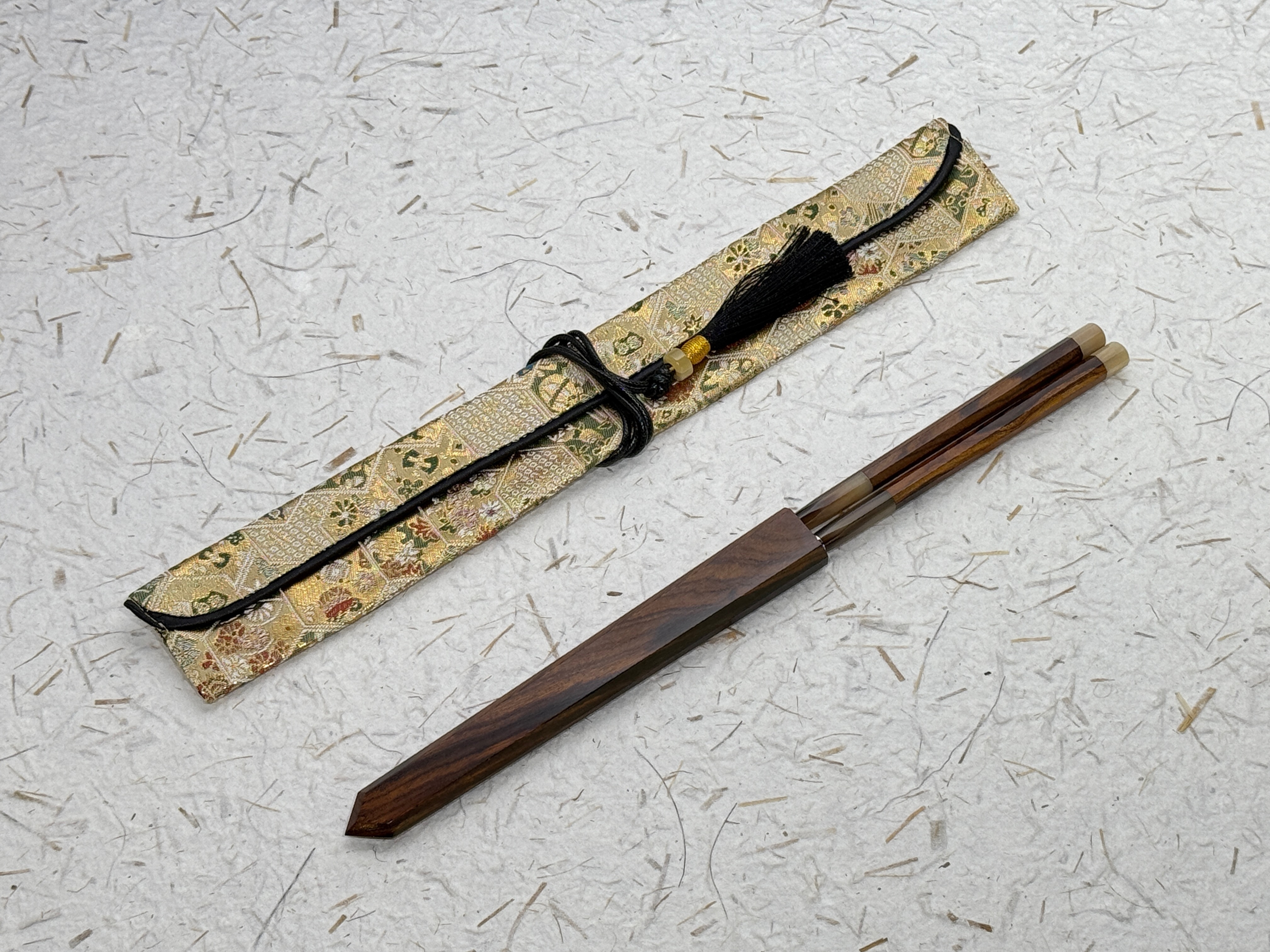 初心 沙漠鐵木 盛箸套裝 西陣織收納袋付