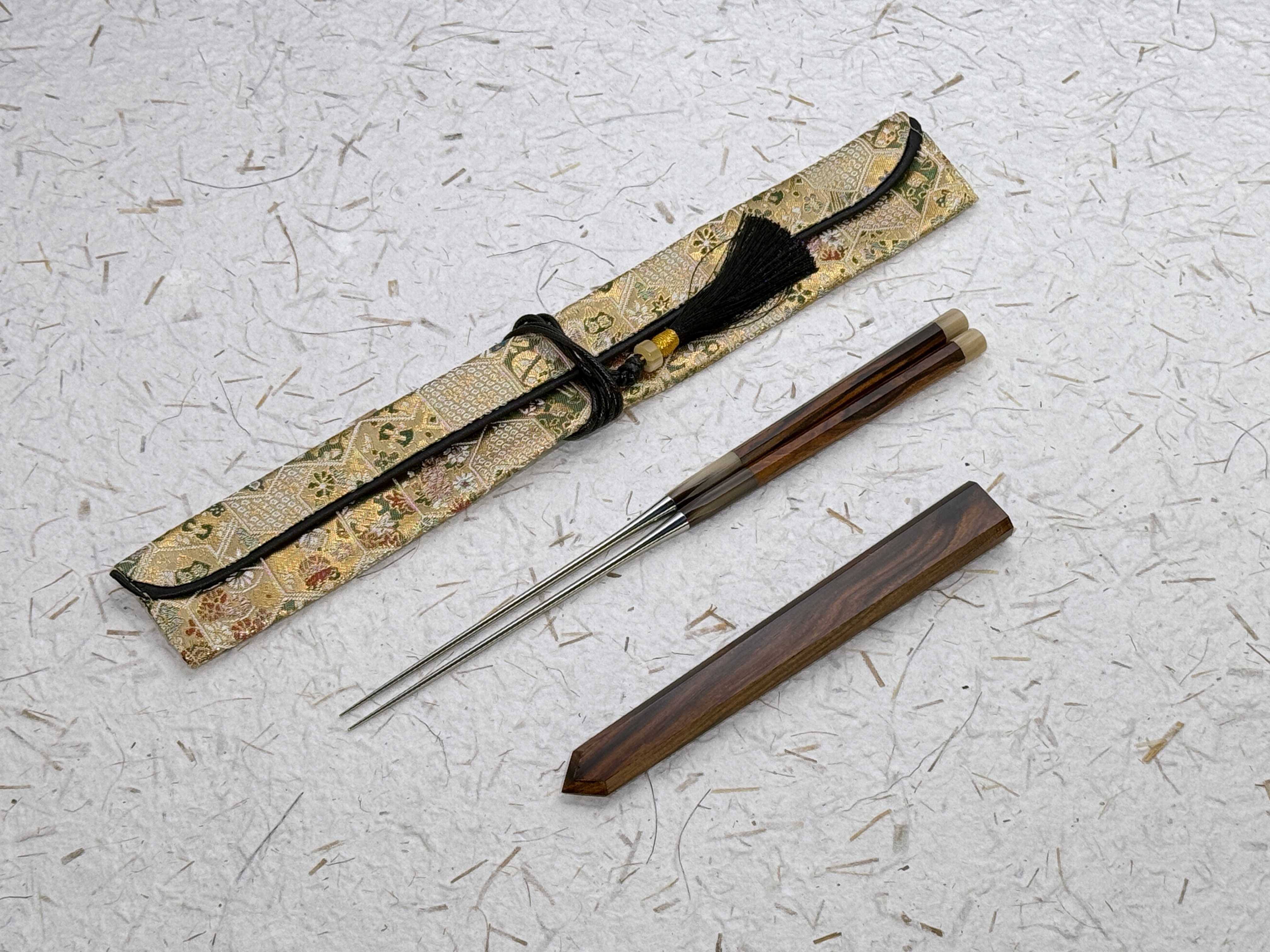 初心 沙漠鐵木 盛箸套裝 西陣織收納袋付