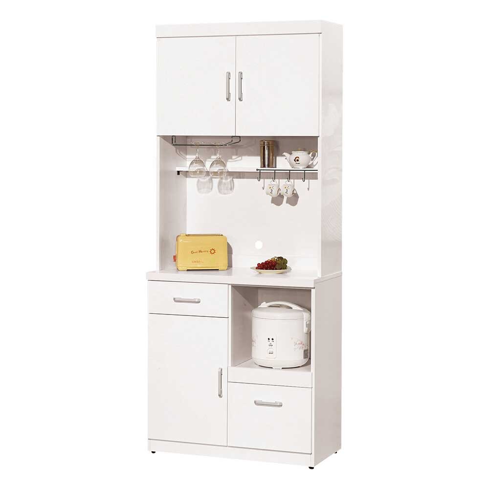 坦菲2.7尺收納高餐櫃/碗盤置物櫃/拉盤電器櫃(上座+下座)