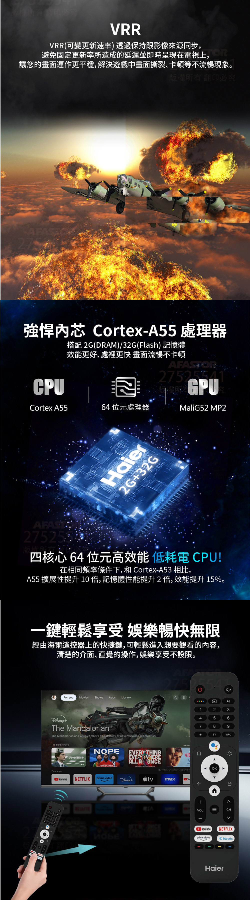 Haier海爾 55吋 (H55S80EUX)內芯Cortex-A55處理器