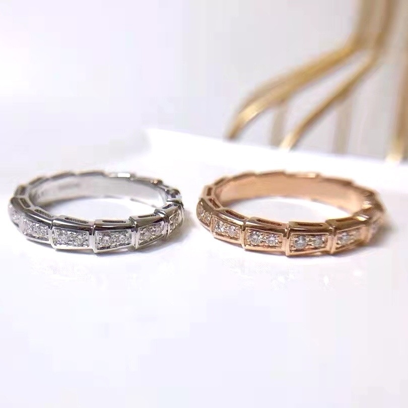 18k”Serpenti經典滿鑽”蛇骨高奢定製細戒