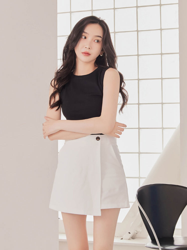 小圓領棉質背心