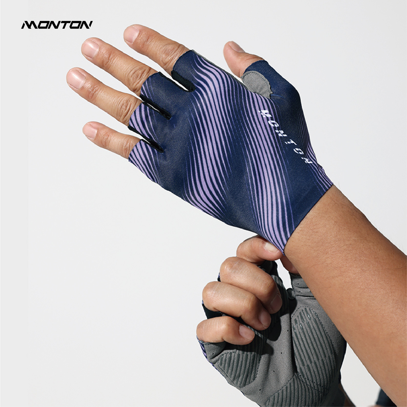 漸影紫黑半指手套