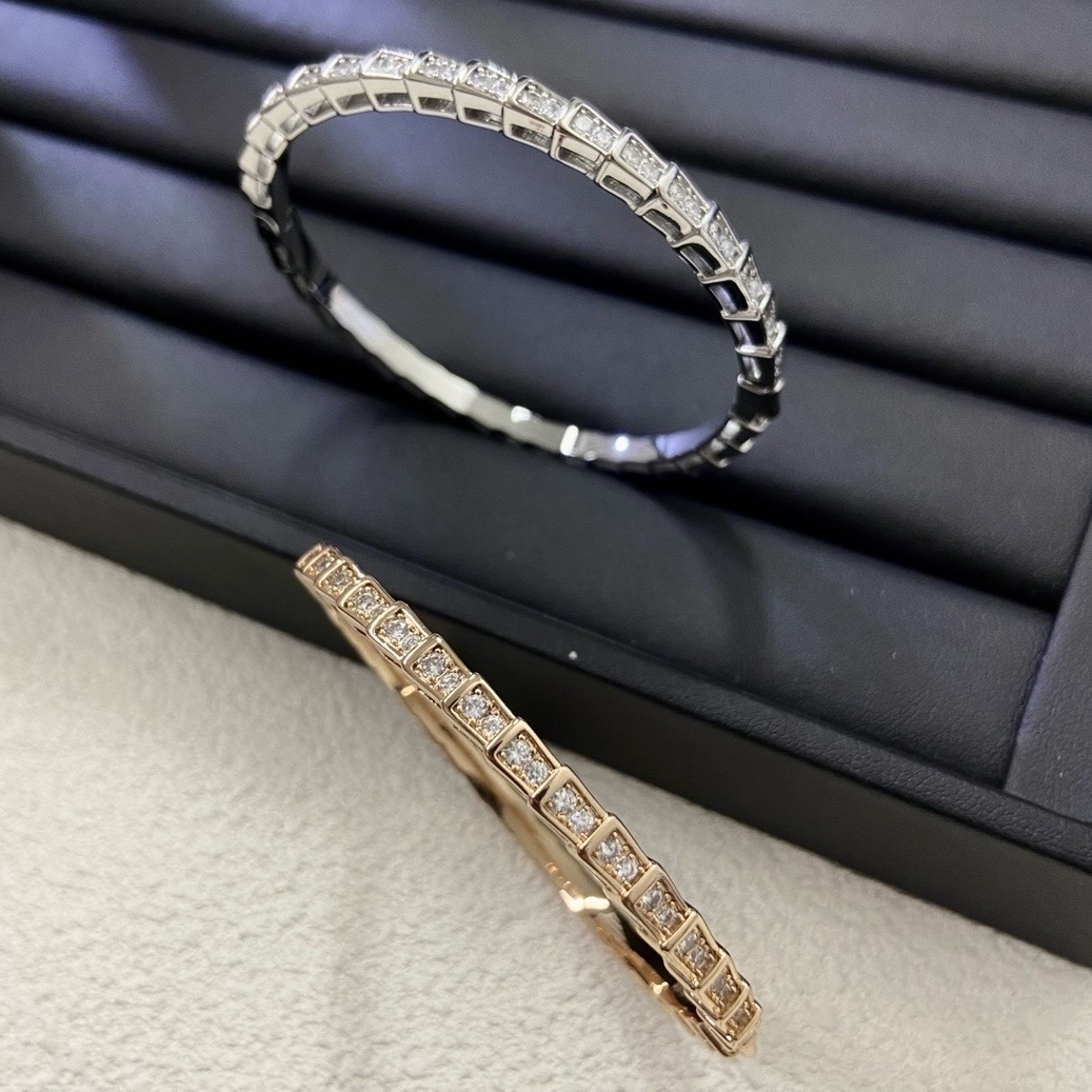 18k”Serpenti經典滿鑽’蛇骨高奢定製手鐲